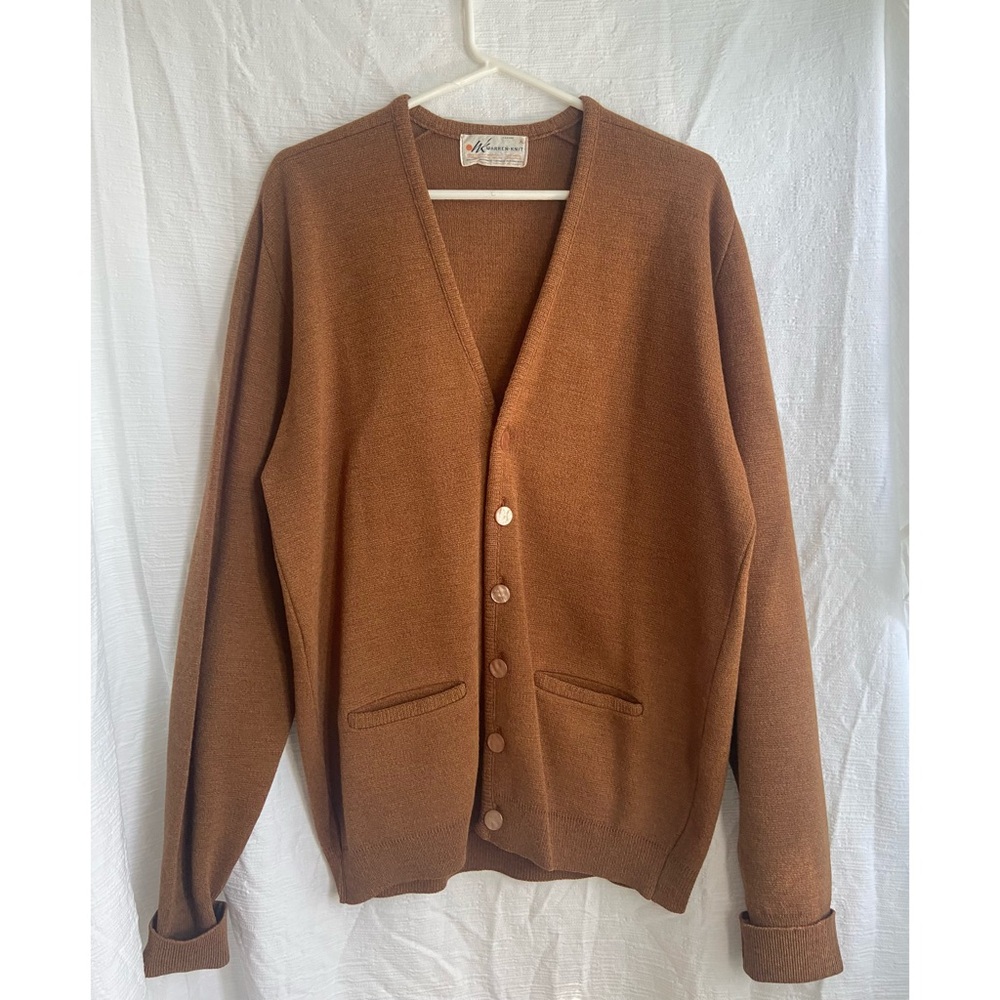 Vintage Warren-Knit Brown Cardigan Sweater Size XL